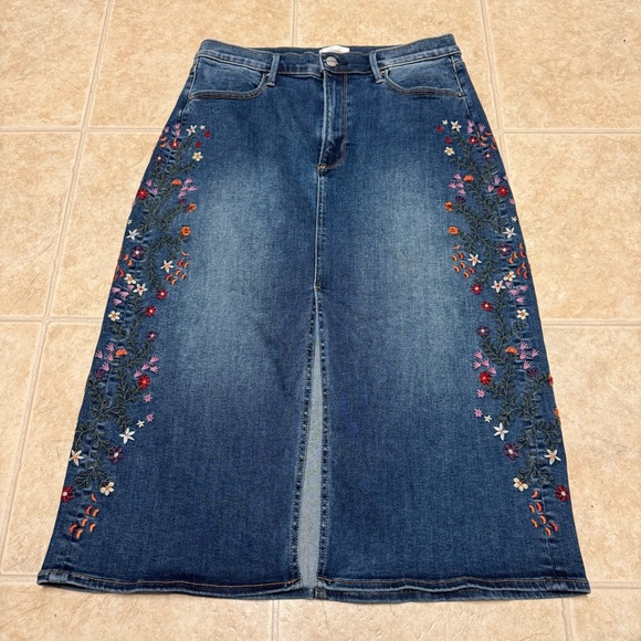Free People Driftwood Embroidered Piper Skirt Size 10 - Picture 2 of 4